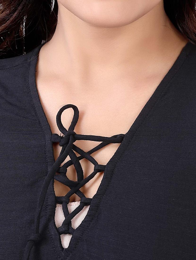 black self design a-line dress - 20445991 - Zoom Image - 4