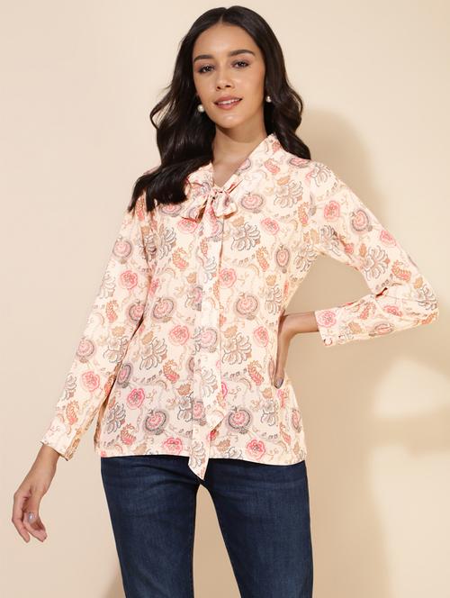 women long sleeved floral printed regular top - 20446001 - Very Small Image - 1