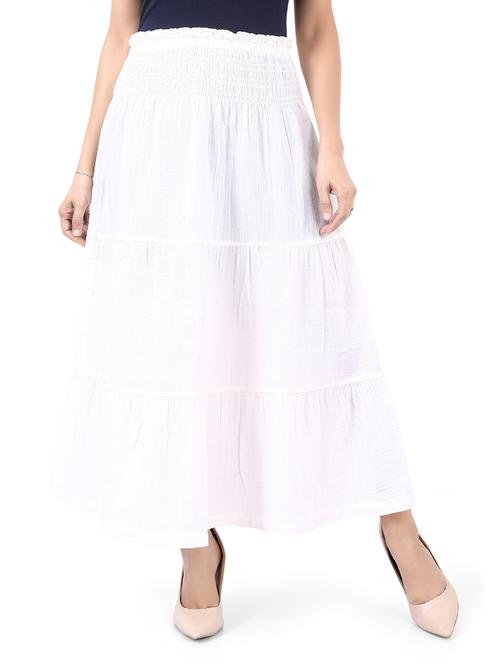 white cotton tiered skirt - 20446302 - Very Small Image - 1