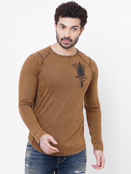 men round neck placement print regular t-shirt - 20447100 - Very Small Image - 1