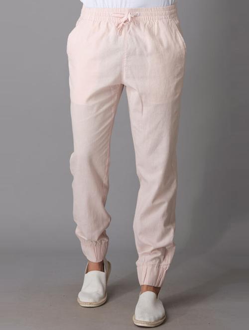 pink solid flat front casual trouser - 20447238 - Very Small Image - 1