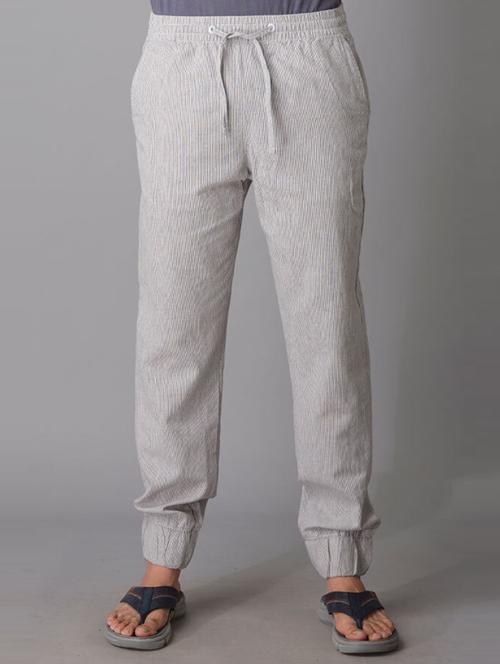 grey solid flat front casual trouser - 20447241 - Very Small Image - 1