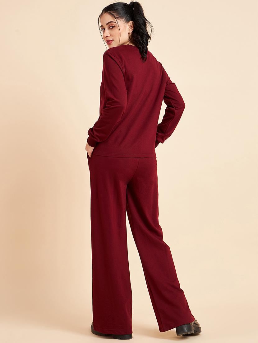 maroon graphic print top and trouser set - 20447368 - Zoom Image - 2