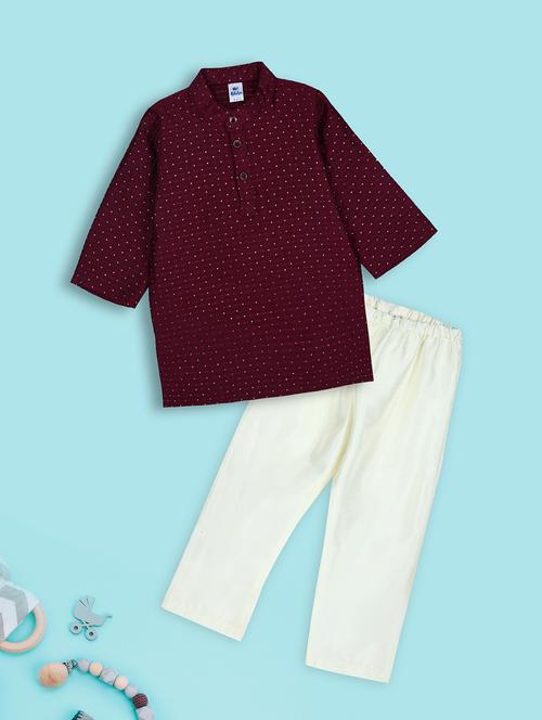 boys self design long sleeve kurta set - 20447537 - Very Small Image - 1