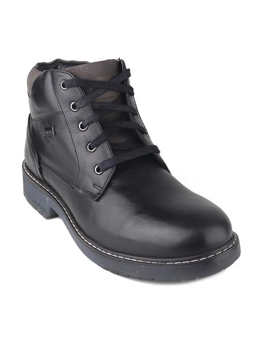 men solid black high ankle boots - 20448787 - Very Small Image - 1