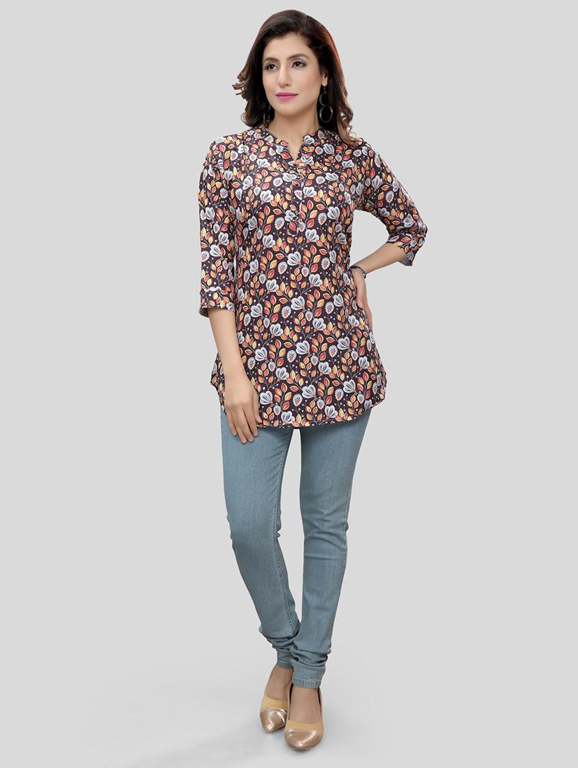 women multi color mandarin neck a-line kurti - 20448891 - Standard Image - 3