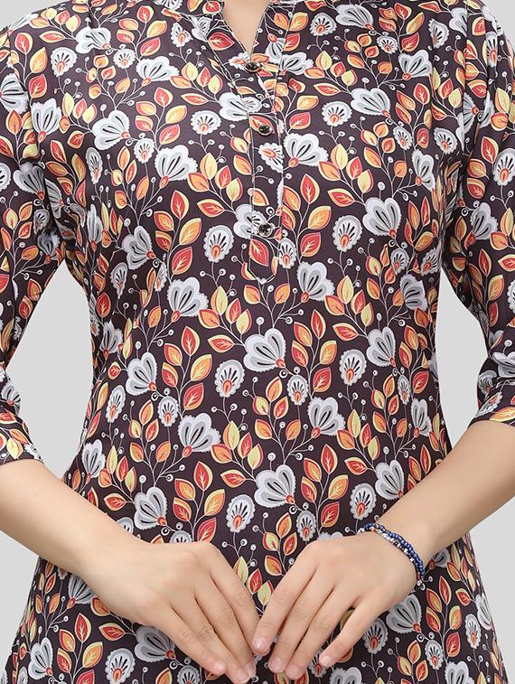 women multi color mandarin neck a-line kurti - 20448891 - Standard Image - 4
