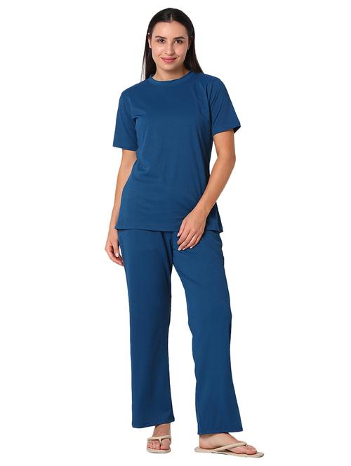 blue solid pyjama nightwear set - 20448949 - Very Small Image - 1