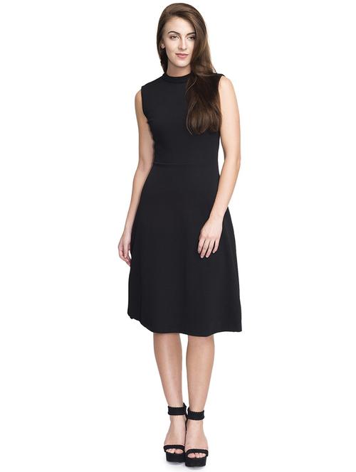 black solid a-line dress - 20451221 - Very Small Image - 1