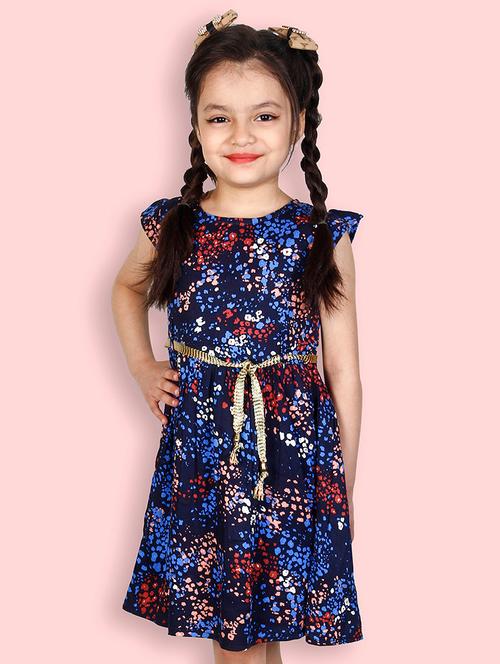 girls round neck cap sleeve frock - 20451340 - Very Small Image - 1