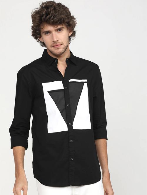 men's geometric print casual shirt - 20455085 - Very Small Image - 1