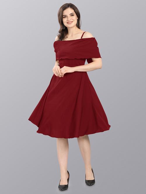 red crepe aline dress - 20455425 - Very Small Image - 1