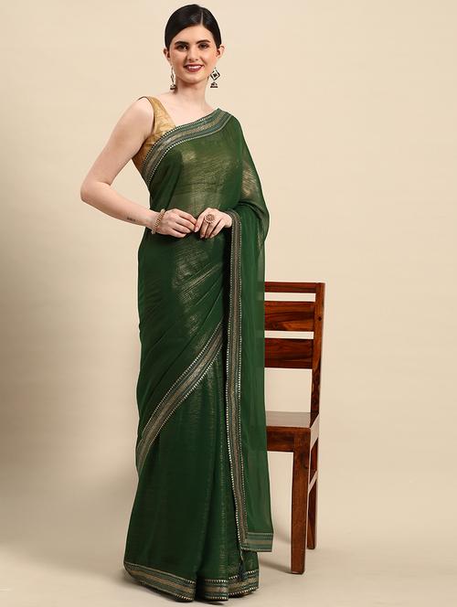 lace bordered solid saree with blouse  - 20456657 - Very Small Image - 1