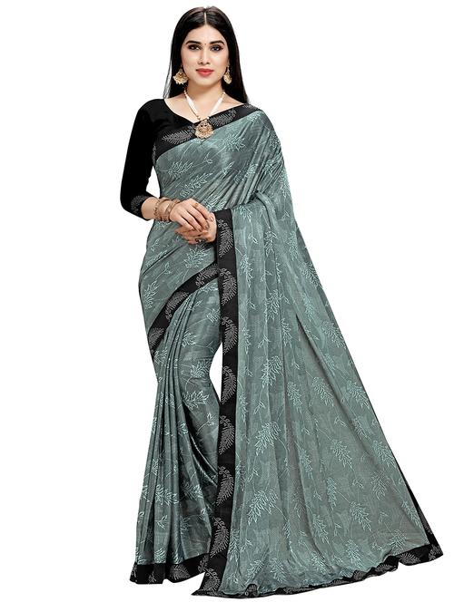 self designed plain saree with blouse - 20456944 - Very Small Image - 1
