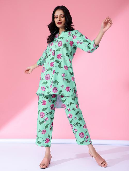 ai aqua printed ethnic co ord set - 20458903 - Very Small Image - 1