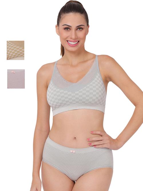 pack of 3 multi colored bra and panty set - 20459630 - Very Small Image - 1