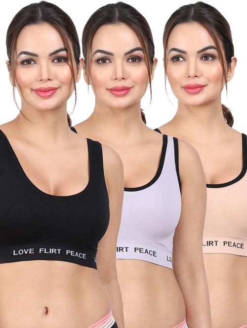 pack of 3 multi colored sports bra - 20461285 - Very Small Image - 1