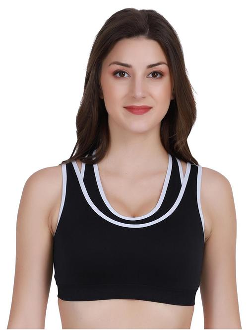 women black solids sports bra - 20464646 - Very Small Image - 1