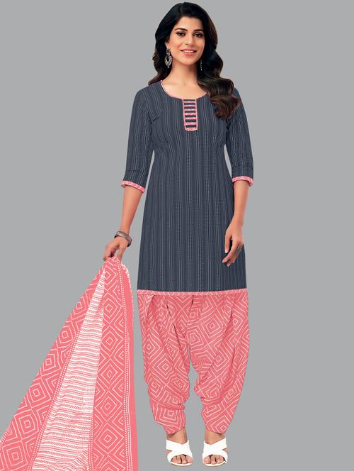 women printed patiyala unstitched suit set - 20467763 - Very Small Image - 1