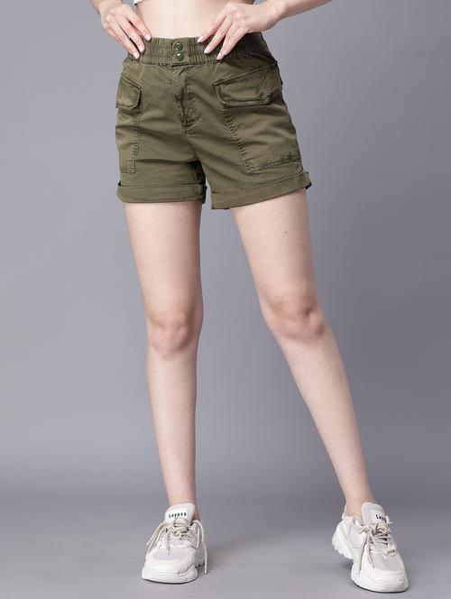 women green cotton regular short - 20468865 - Very Small Image - 1
