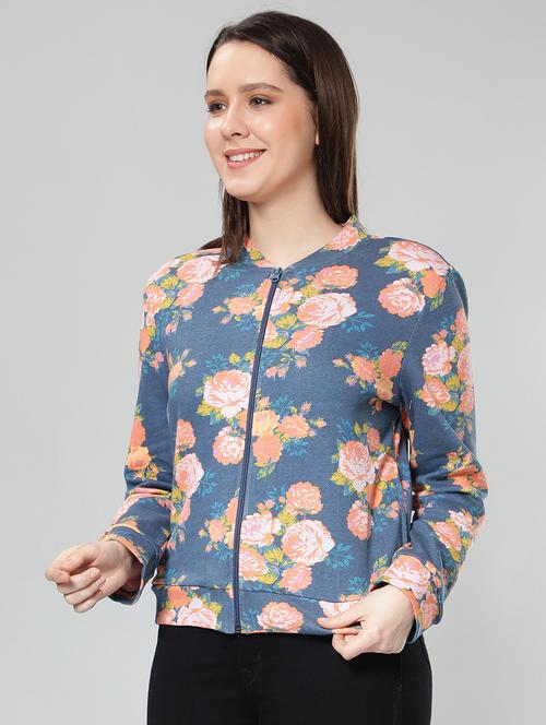 women printed stand collar regular jacket - 20469042 - Very Small Image - 1
