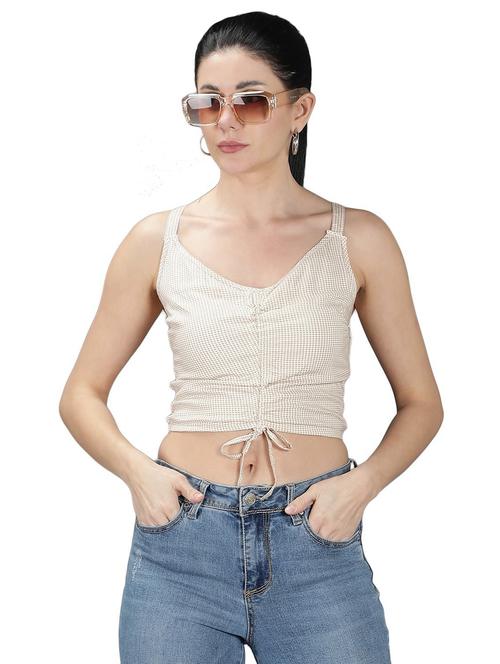 cream printed crop top - 20469202 - Very Small Image - 1