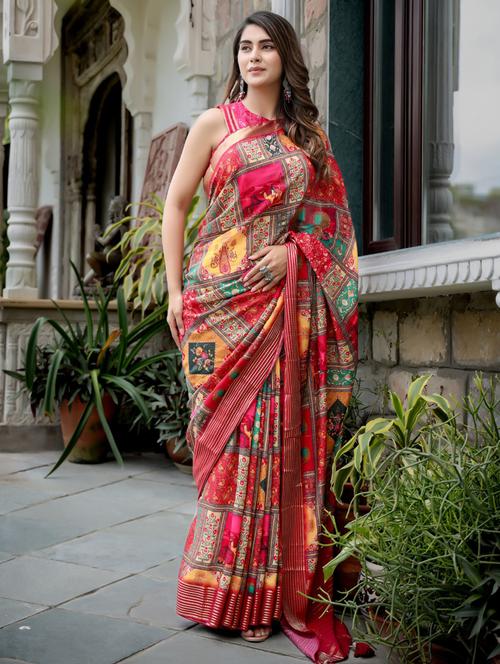 women's printed multi colored saree - 20469327 - Very Small Image - 1