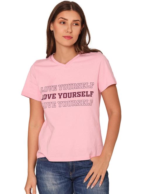 women's chest print round neck t-shirt - 20469671 - Very Small Image - 1