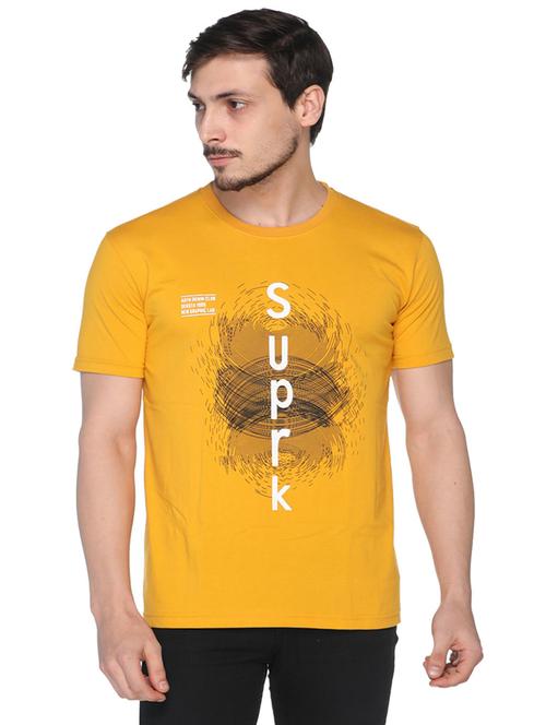 yellow short sleeves front print t-shirt - 20471388 - Very Small Image - 1