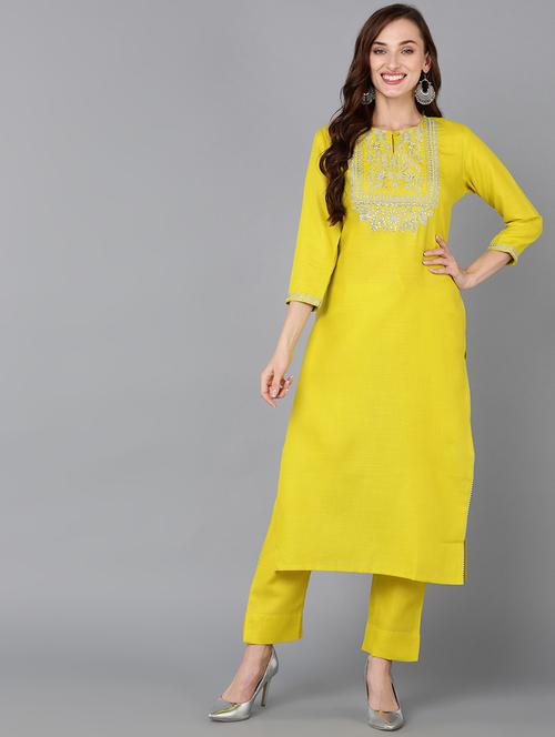women yoke embroidered straight kurta - 20473285 - Very Small Image - 1