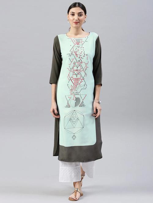 women geometric printed straight kurta - 20473311 - Very Small Image - 1