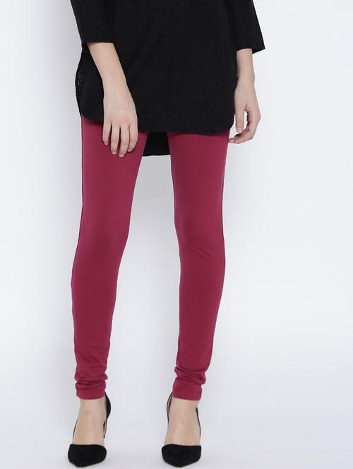 burgundy solid full length legging - 20473564 - Very Small Image - 1