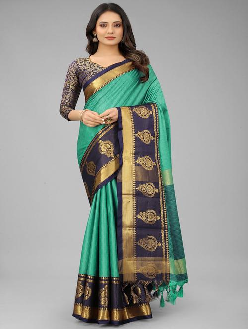 women's self design sea green colored saree - 20473866 - Very Small Image - 1