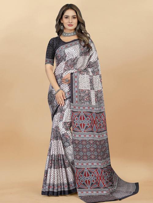 women's printed multi colored saree with blouse - 20474094 - Very Small Image - 1