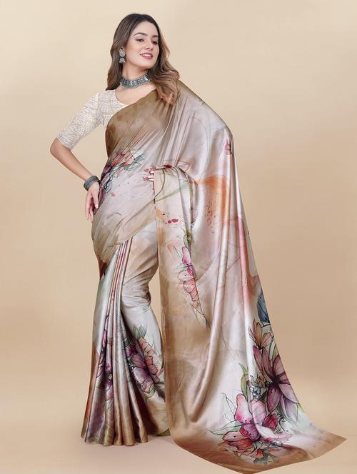 multi colored floral printed saree with blouse - 20474168 - Very Small Image - 1