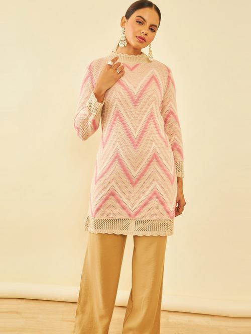 women pink wool cardigan - 20475816 - Very Small Image - 1
