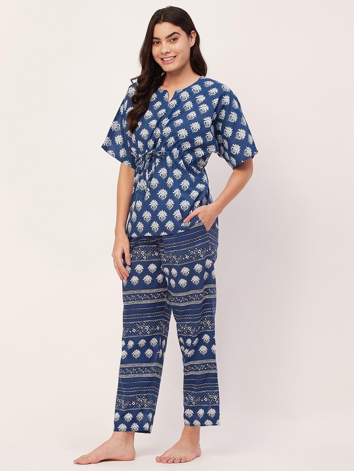 blue printed pyjama nightwear set - 20475987 - Zoom Image - 1