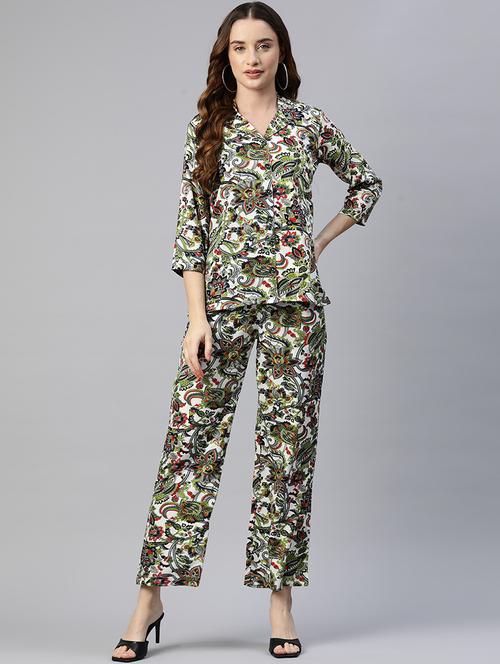 women multi color crepe top and trouser set co-ord - 20477944 - Very Small Image - 1