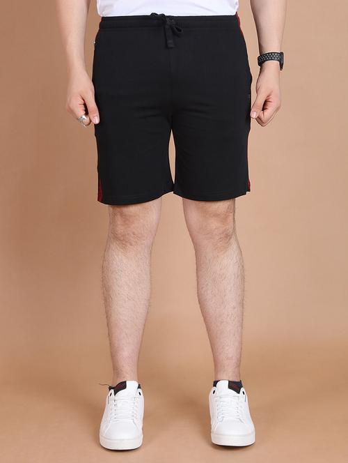 men side striped black cotton shorts - 20478541 - Very Small Image - 1