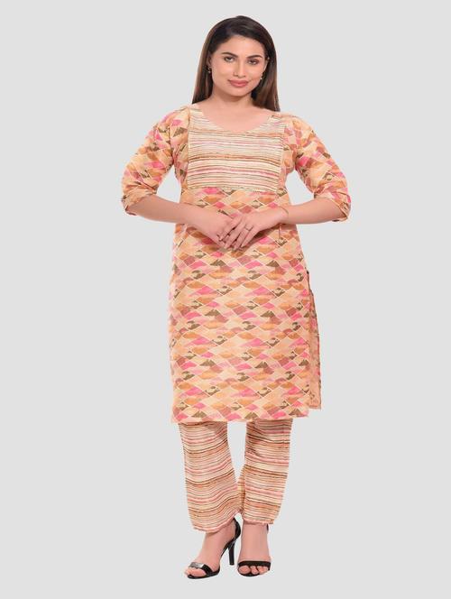 women multi color round neck kurta pant set - 20478885 - Very Small Image - 1