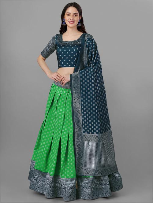 women green unstitched lehenga choli with dupatta - 20483852 - Very Small Image - 1