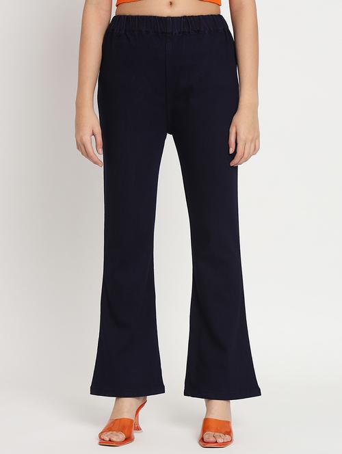 women navy blue solid bootcut trouser - 20483879 - Very Small Image - 1