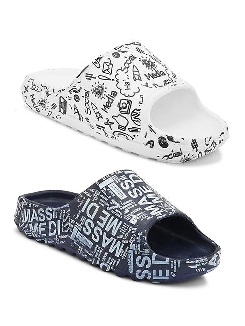 men navy/white pack of 2 slip on slider - 20484830 - Very Small Image - 1