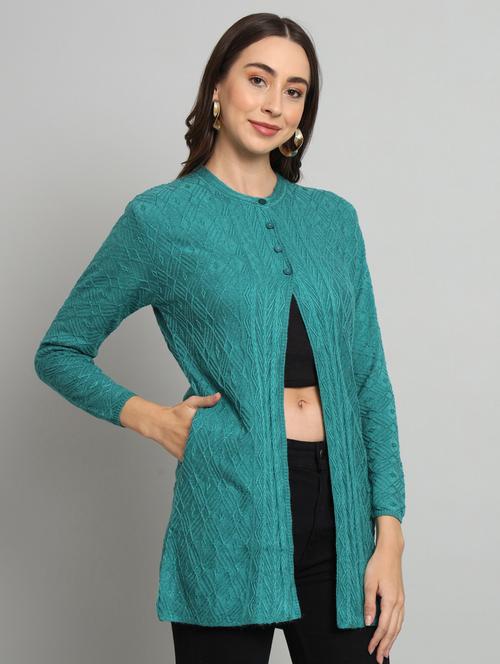women green wool cardigan - 20484920 - Very Small Image - 1
