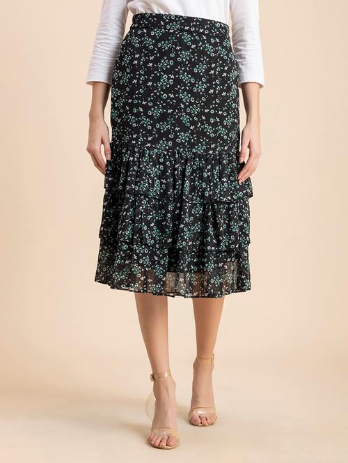 black floral peplum skirt - 20485048 - Very Small Image - 1