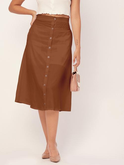 bronze solid rayon a-line skirt - 20485064 - Very Small Image - 1