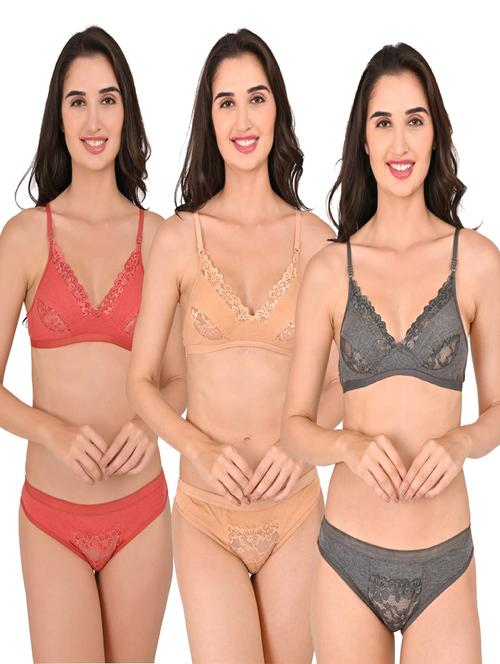 pack of 3 bras and panty set - 20485220 - Very Small Image - 1