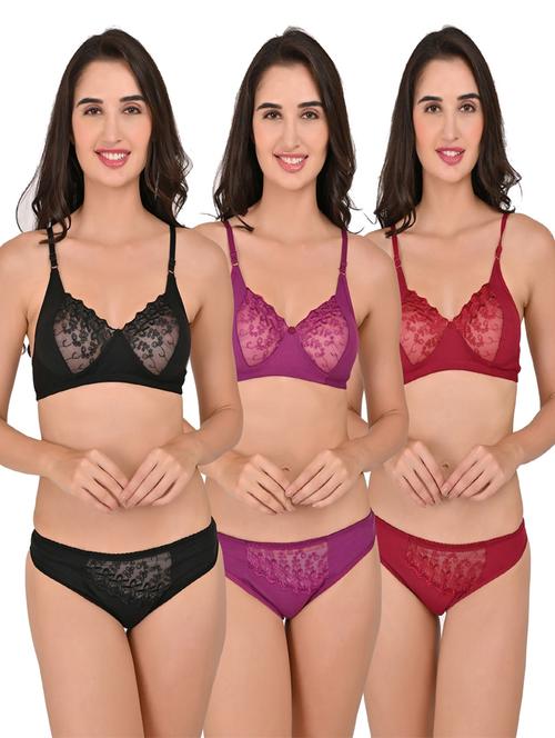 pack of 3 bras and panty set - 20485228 - Very Small Image - 1