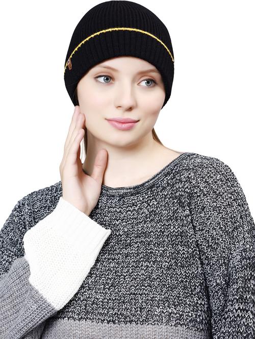 black self design winter cap  - 20485423 - Very Small Image - 1