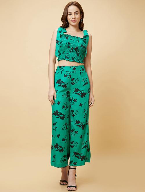 green printed top and palazzos co-ord set - 20485853 - Very Small Image - 1